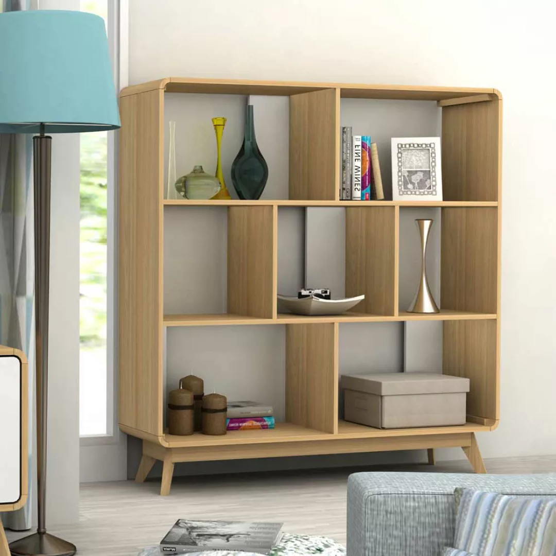 Raumteiler Regal in Holz Naturfarben Skandi Design günstig online kaufen