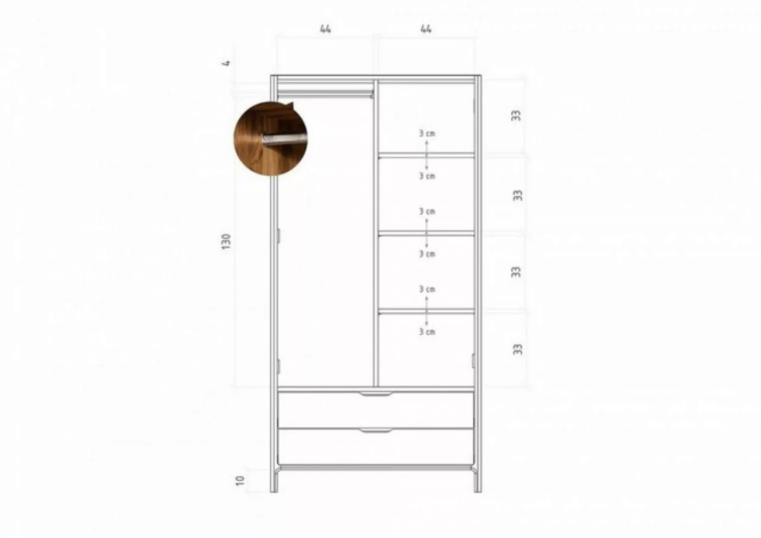 Natur24 Kleiderschrank Kleiderschrank Swig 2-türig Kernbuche massiv geölt 2 günstig online kaufen