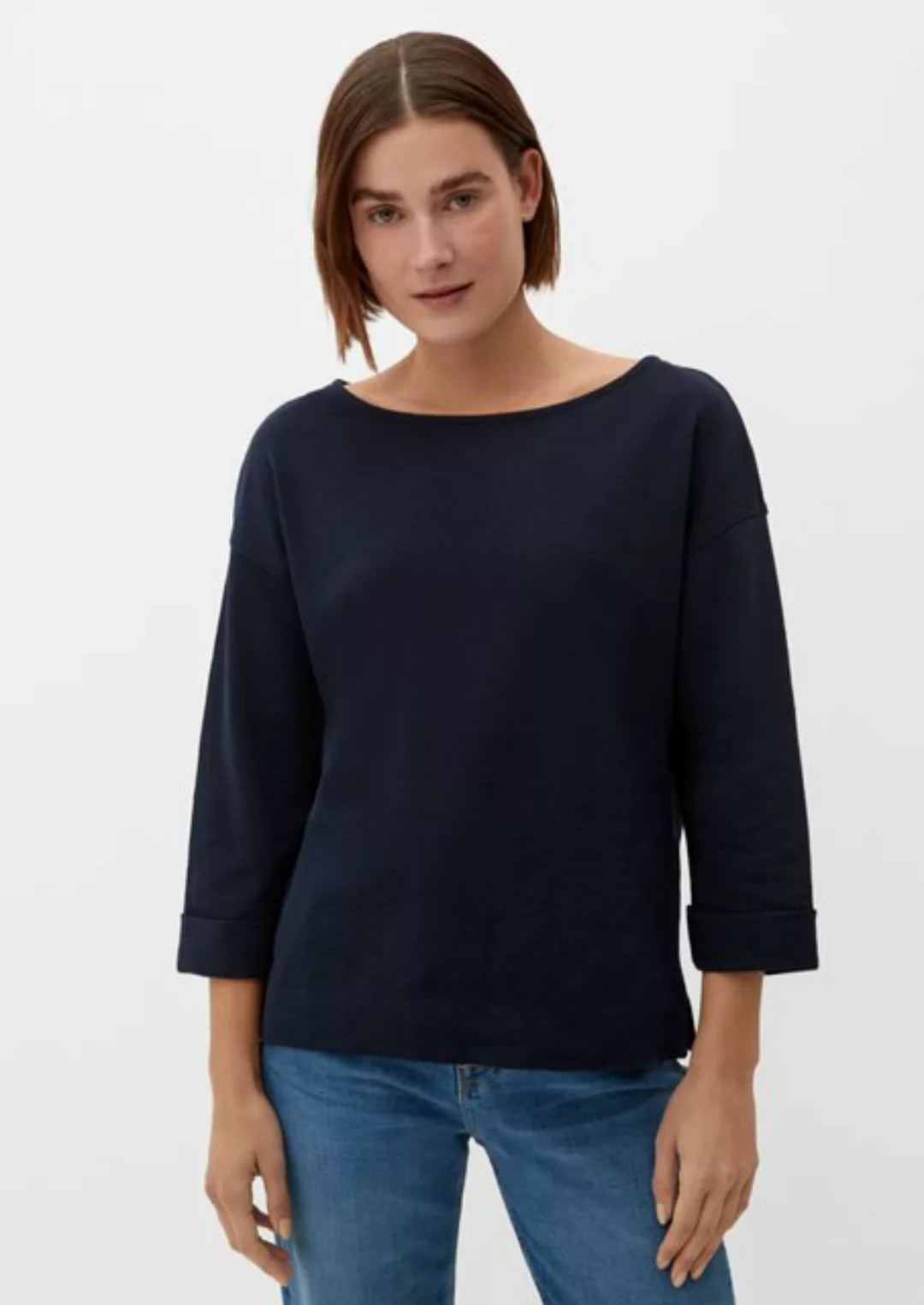 s.Oliver 3/4-Arm-Shirt Baumwollshirt mit Flammgarnstruktur günstig online kaufen