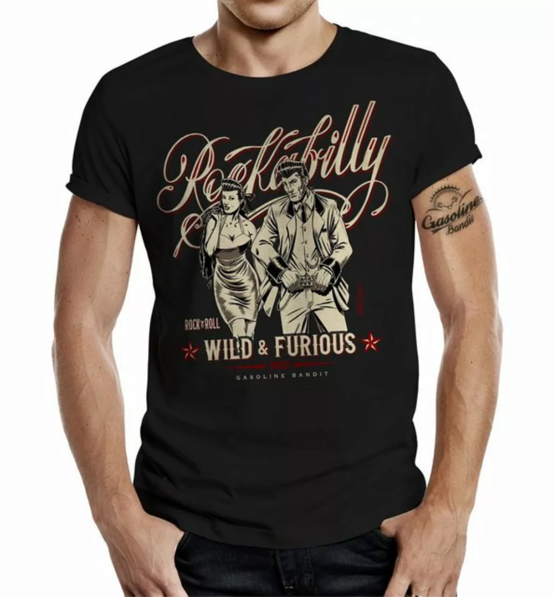 GASOLINE BANDIT® T-Shirt für Rockabilly Rock'n Roll Fans - Wild and Furious günstig online kaufen