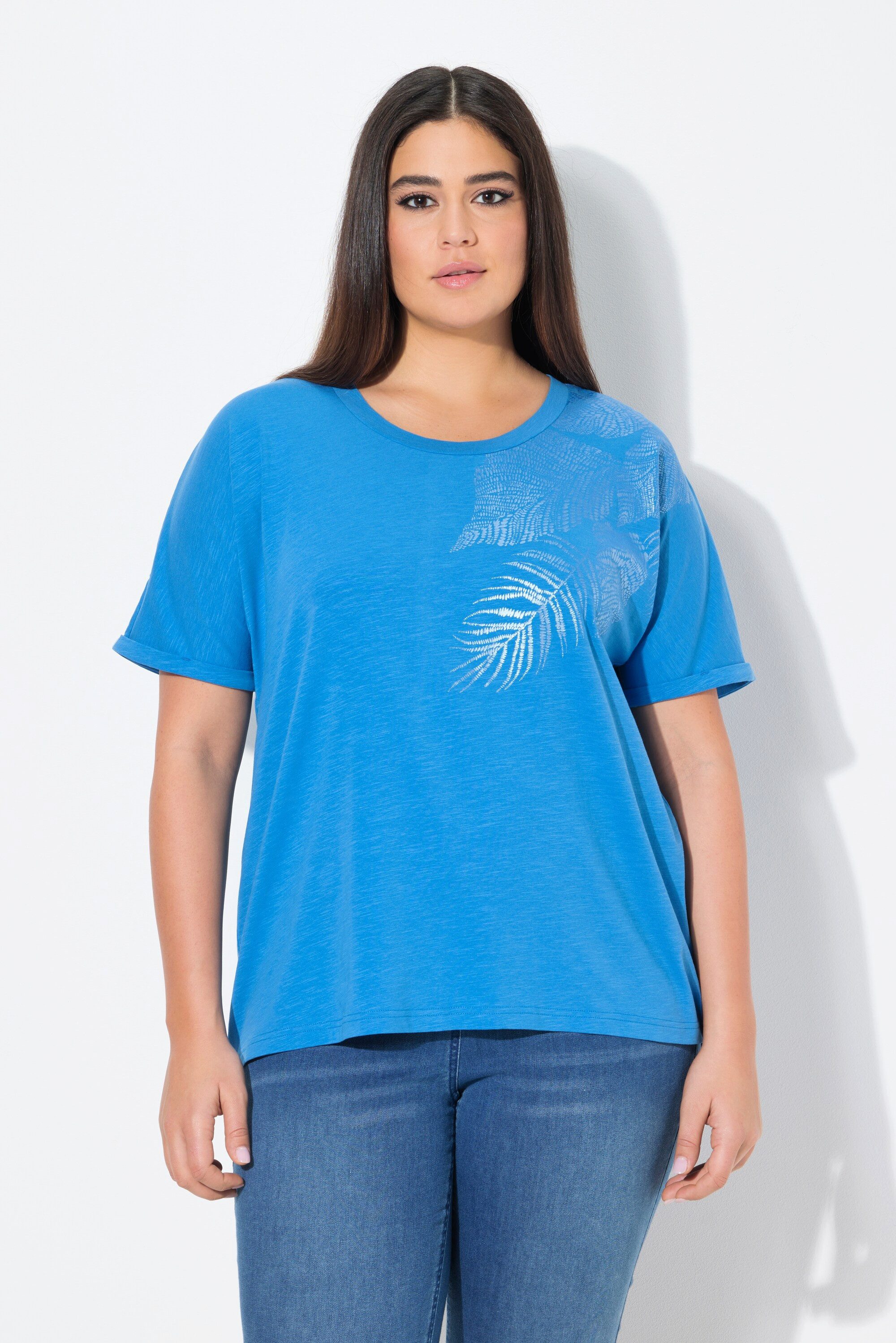Ulla Popken T-Shirt T-Shirt Blätter Oversized günstig online kaufen