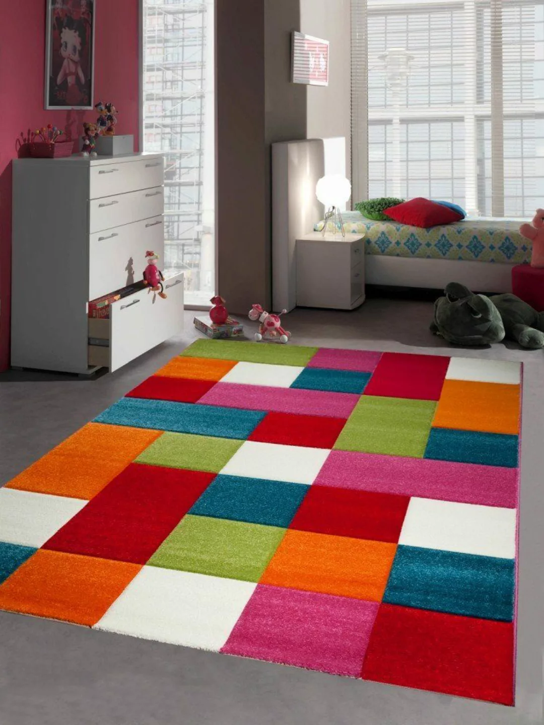 Carpetia Kinderteppich Kinderteppich Kinderzimmer Karo bunt günstig online kaufen