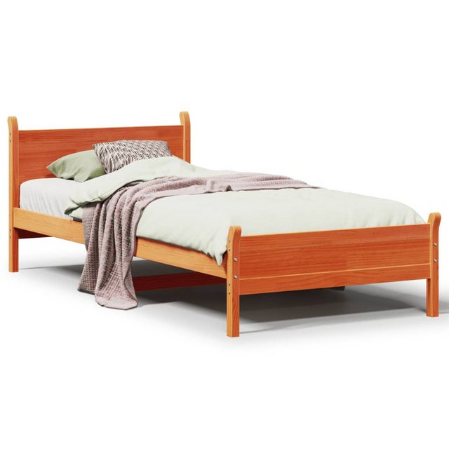 vidaXL Bett, Massivholzbett ohne Matratze Wachsbraun 100x200 Kiefernholz günstig online kaufen