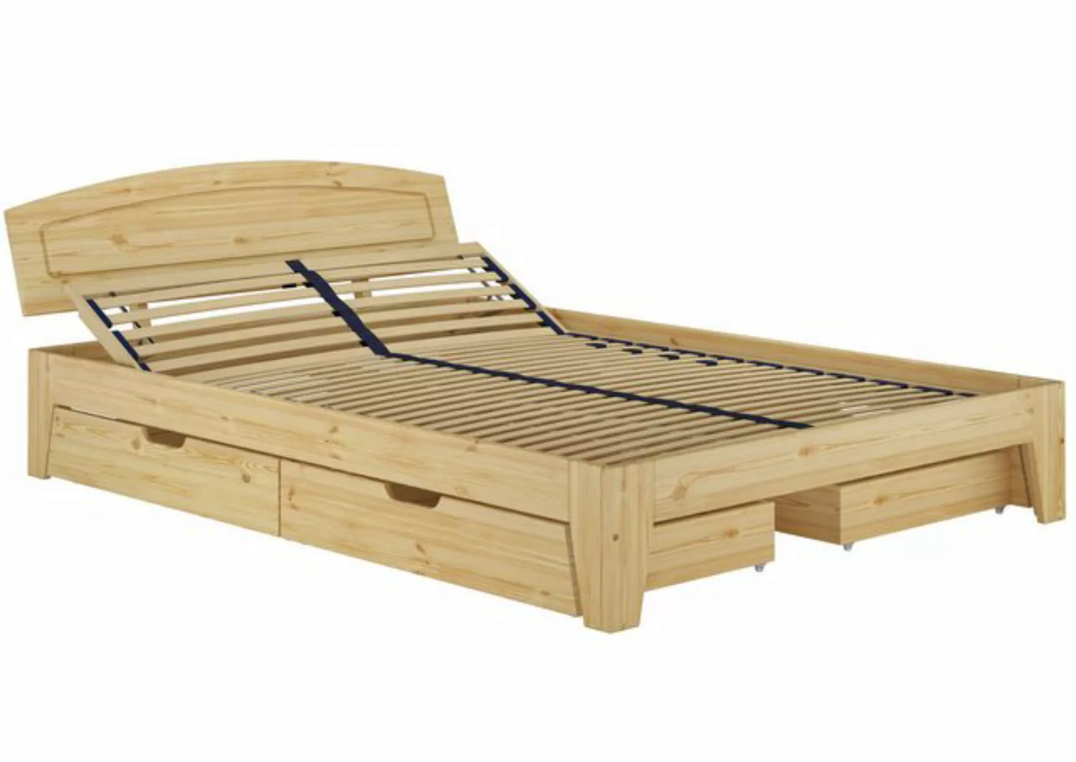 ERST-HOLZ Bett Doppelbett Echtholzbett 140x200 Kiefer massiv natur Zubehör günstig online kaufen