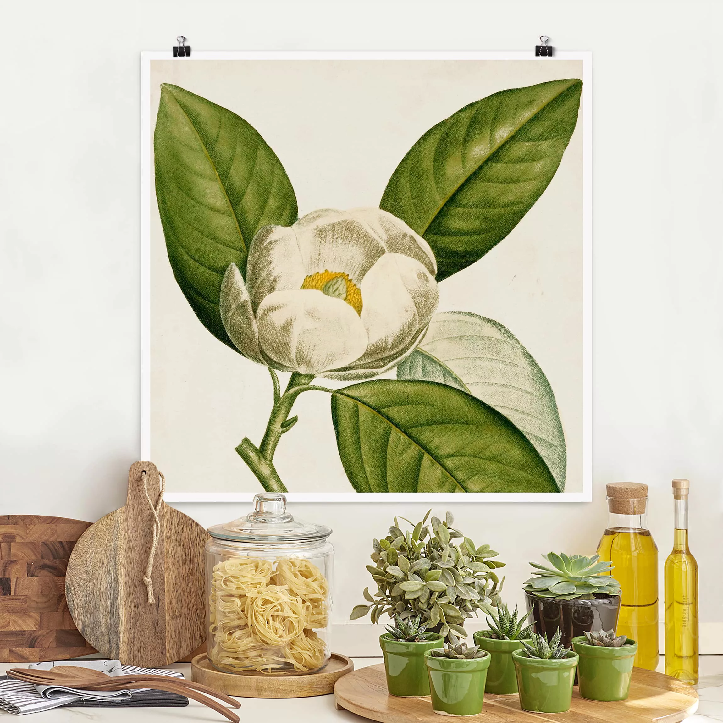 Poster Blumen - Quadrat Tableau Blatt Blüte Frucht II günstig online kaufen