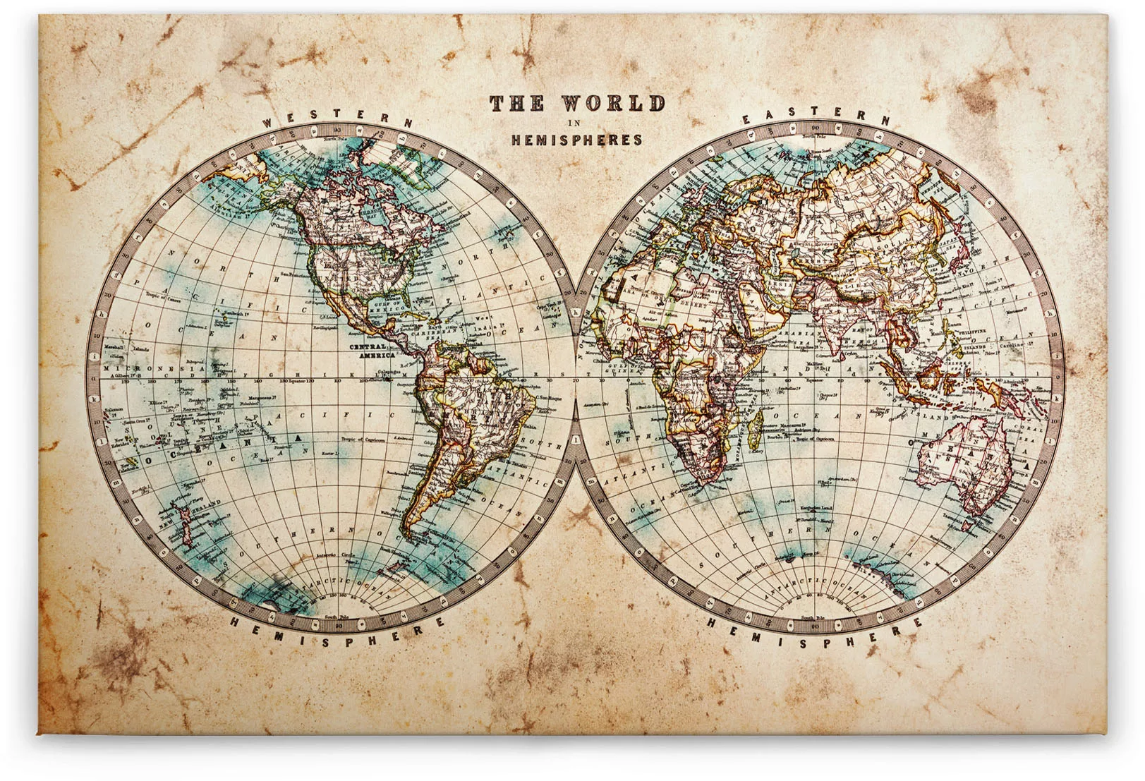 A.S. Création Leinwandbild "Hemispheres", Weltkarte, (1 St.), Atlas Weltkar günstig online kaufen