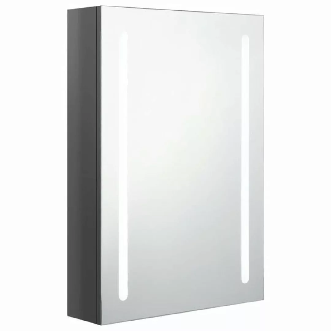 vidaXL Badezimmerspiegelschrank LED-Bad-Spiegelschrank Glänzendes Grau 50x1 günstig online kaufen