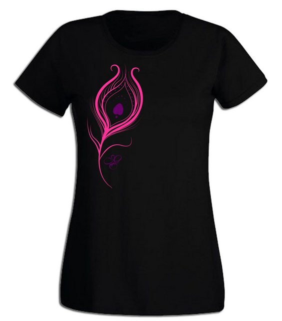 G-graphics T-Shirt Damen T-Shirt - Pfauenfeder Pink-Purple-Collection, mit günstig online kaufen