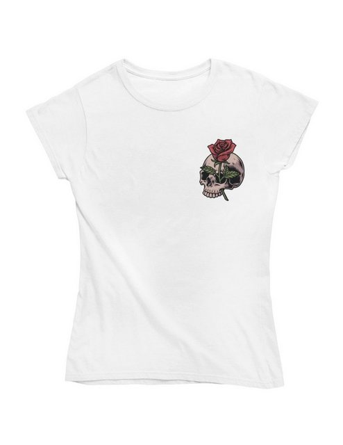 Novux T-Shirt Rosy Skull Damen Tshirt Farbe Weiß (1-tlg) aus Baumwolle günstig online kaufen