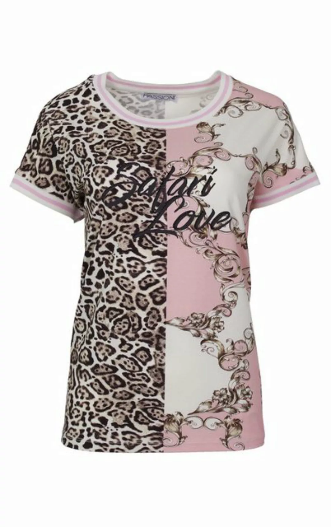 Passioni Print-Shirt Sommershirt in Rose, mit Leopardenmuster und Safari Lo günstig online kaufen