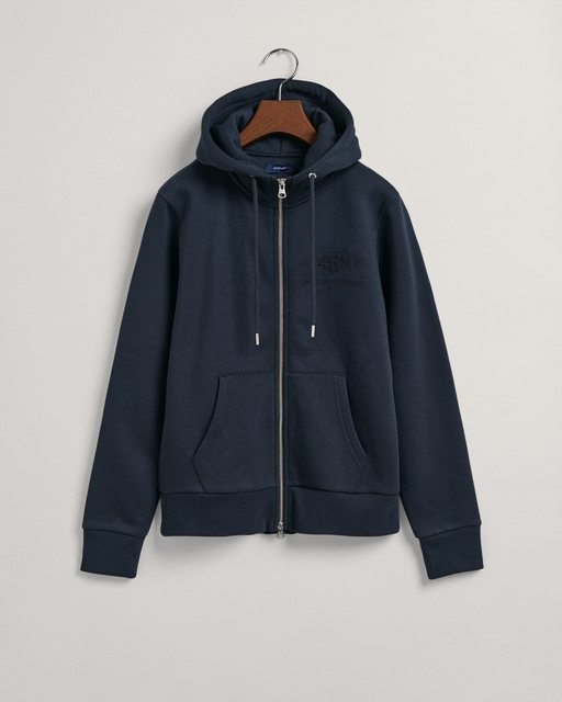 Gant Sweatshirt REG TONAL SHIELD ZIP HOODIE, EVENING BLUE günstig online kaufen