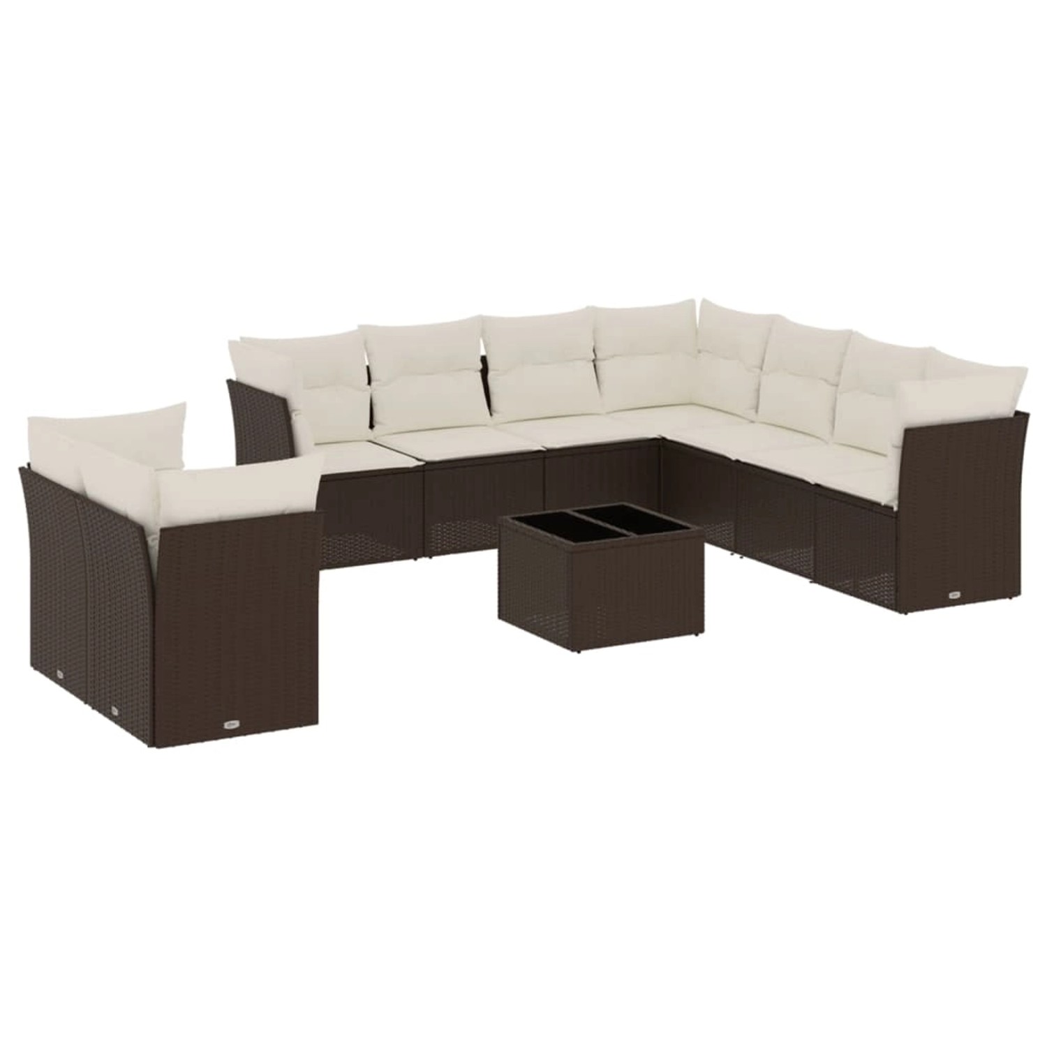 vidaXL 10-Tlg Garten-Sofagarnitur mit Kissen Braun Poly Rattan 3217853 günstig online kaufen