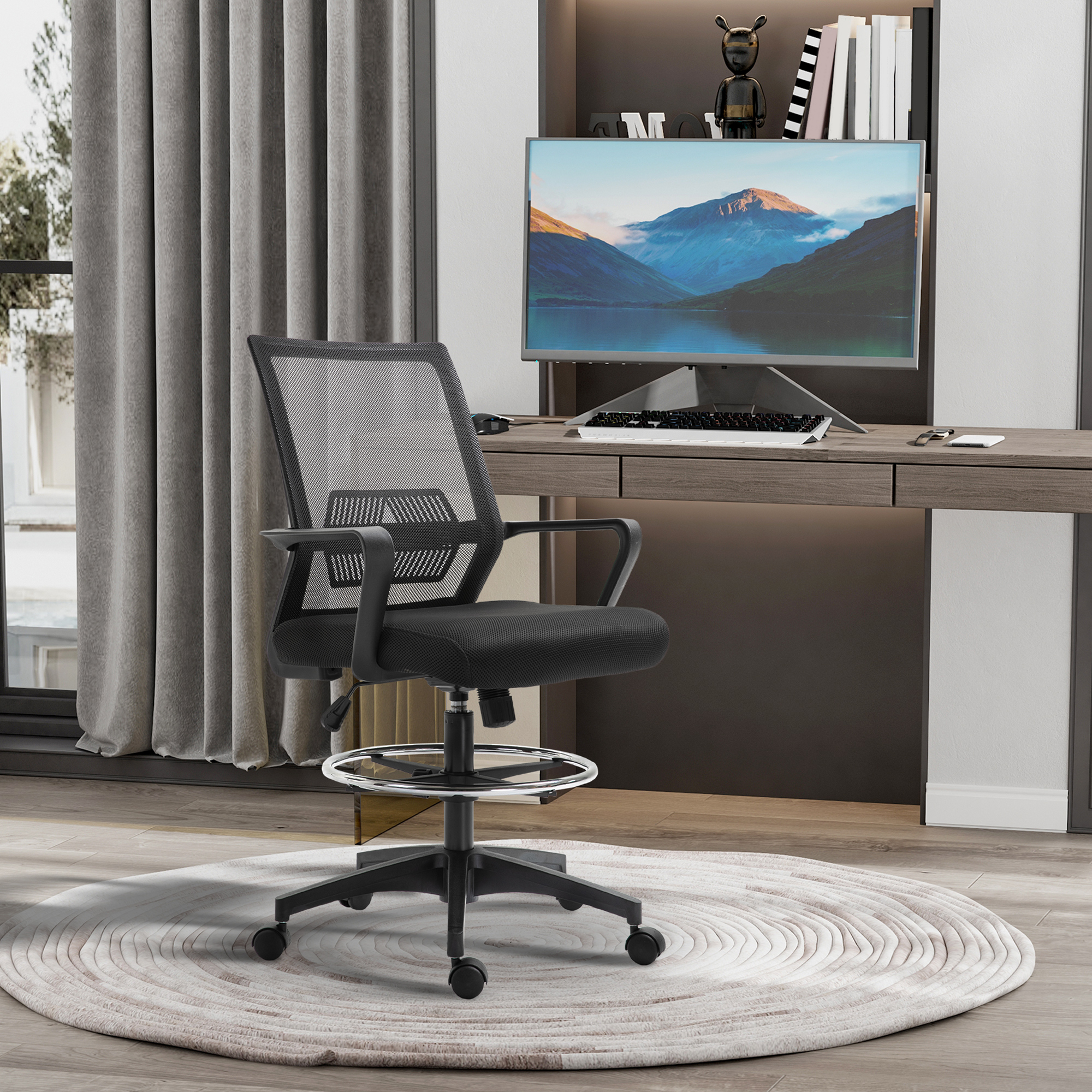Vinsetto Bürostuhl Ergonomischer Schreibtischstuhl verstellbarer Fußring, L günstig online kaufen