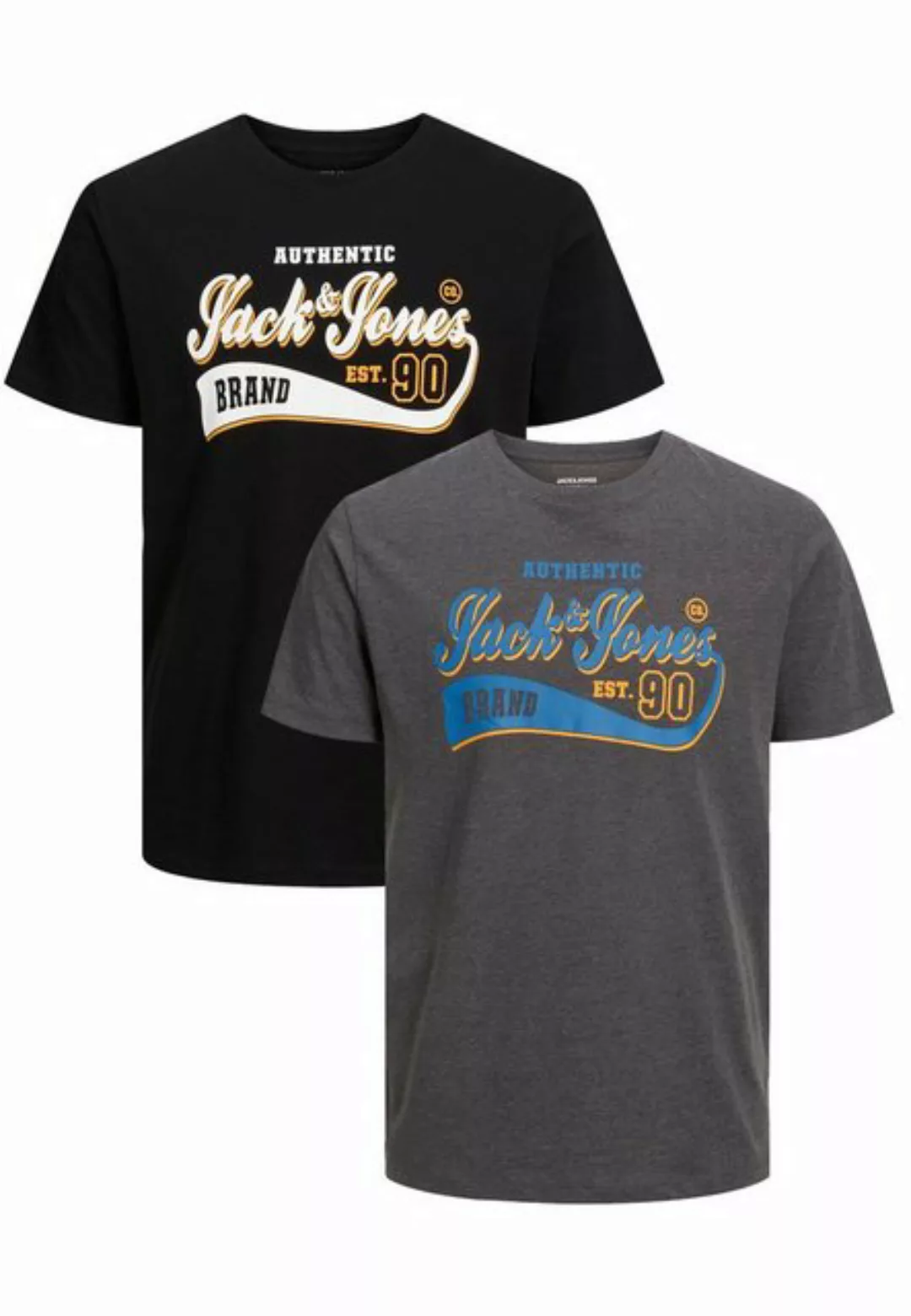 Jack & Jones T-Shirt 2-er Set Logo T-Shirt Kurzarm Shirt Übergröße JJELOGO günstig online kaufen