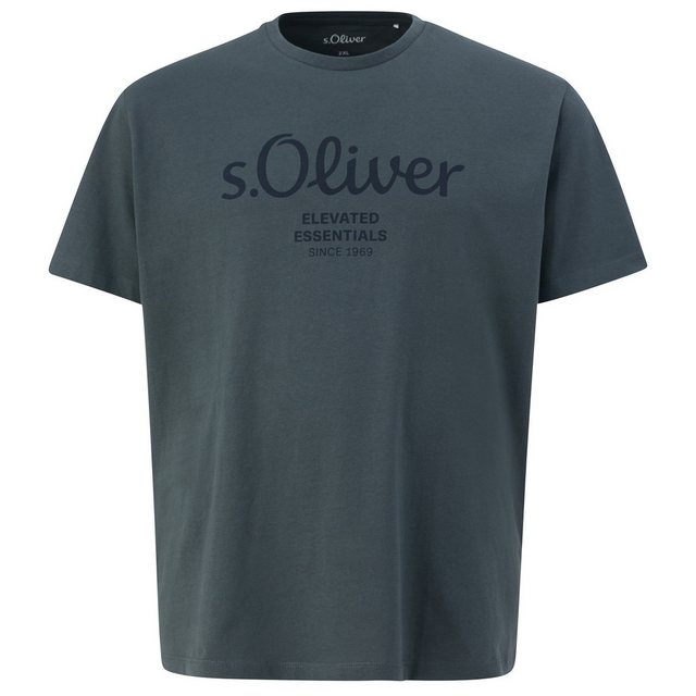 s.Oliver Rundhalsshirt Große Größen Herren T-Shirt anthrazit Logo-Frontprin günstig online kaufen