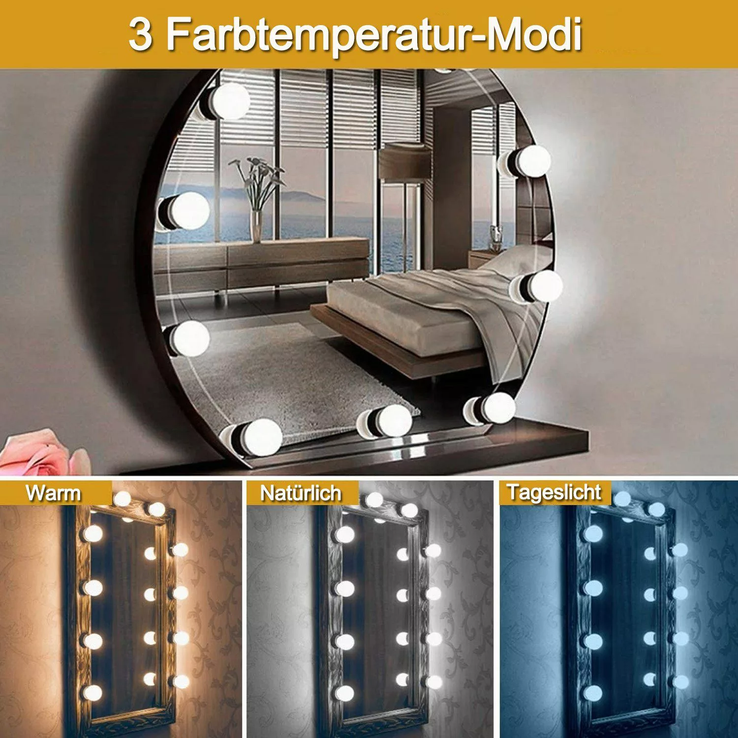 zggzerg LED-Lichtspiegel Led Spiegelleuchte,3 Farbmodi Schminktisch günstig online kaufen