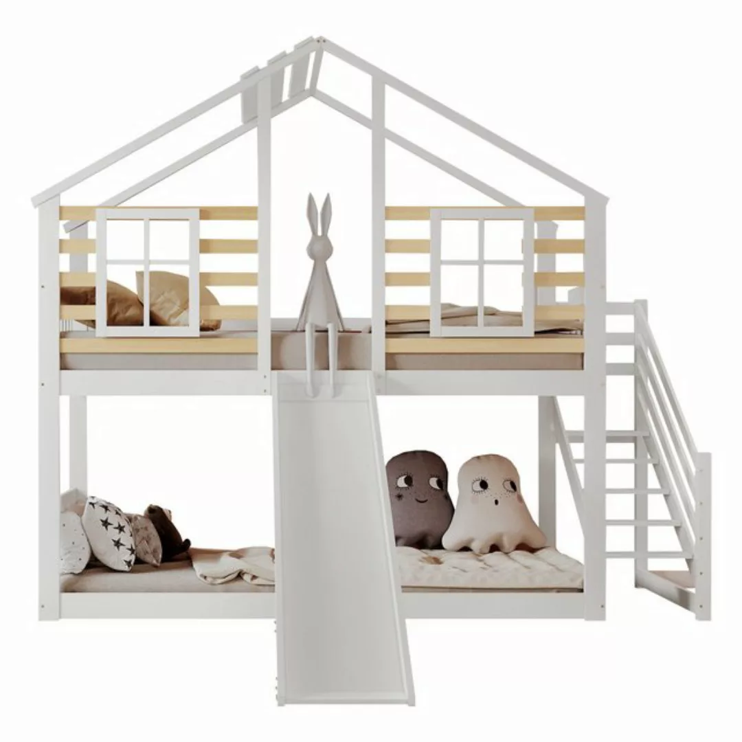 MODFU Etagenbett Etagenbett Einzelbett, Holzbett Blockhaus Kinderbett 90x20 günstig online kaufen