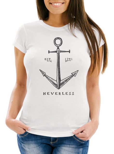 Neverless Print-Shirt Damen T-Shirt Anker Slim Fit Neverless® mit Print günstig online kaufen