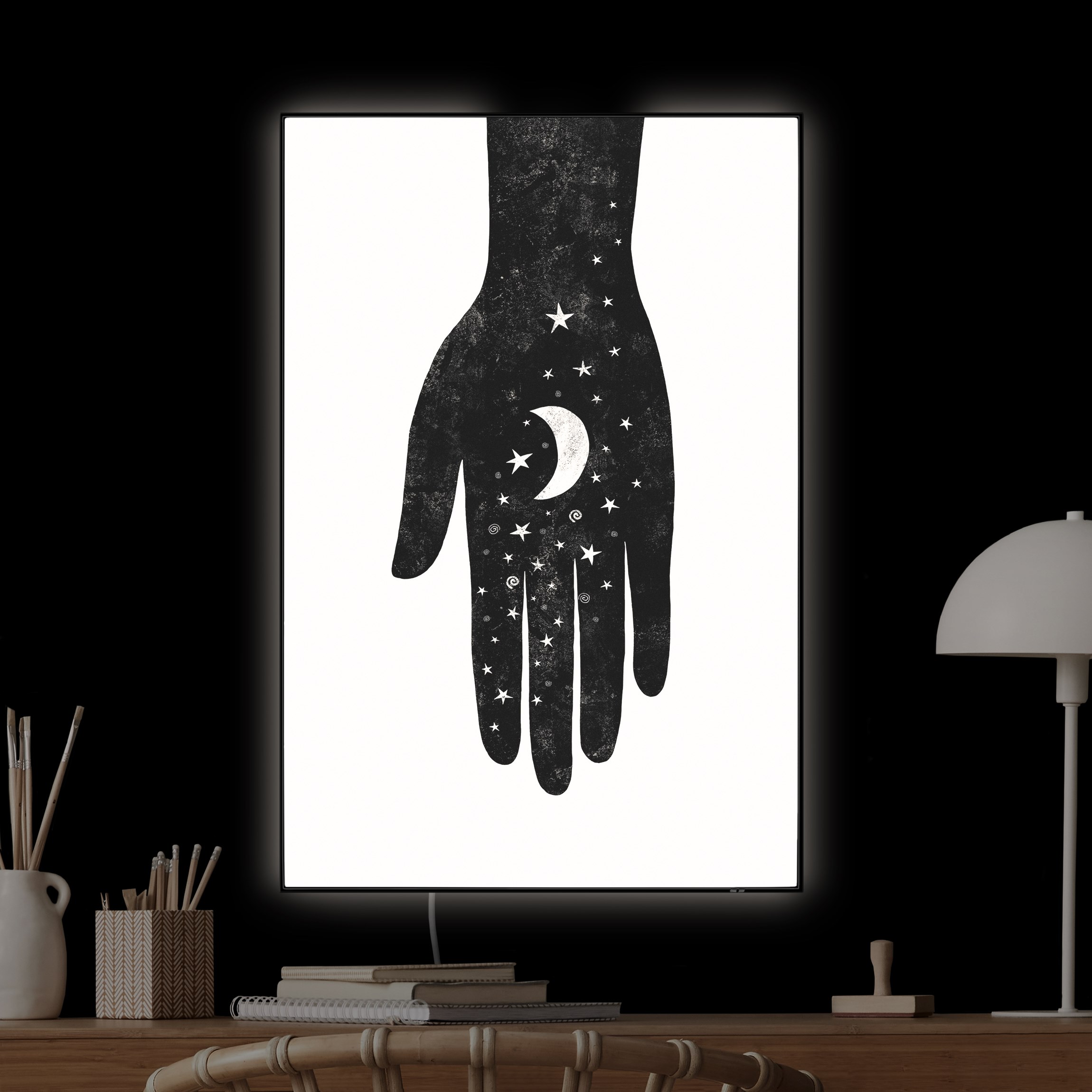 LED-Wechselbild Hand mit Mond günstig online kaufen