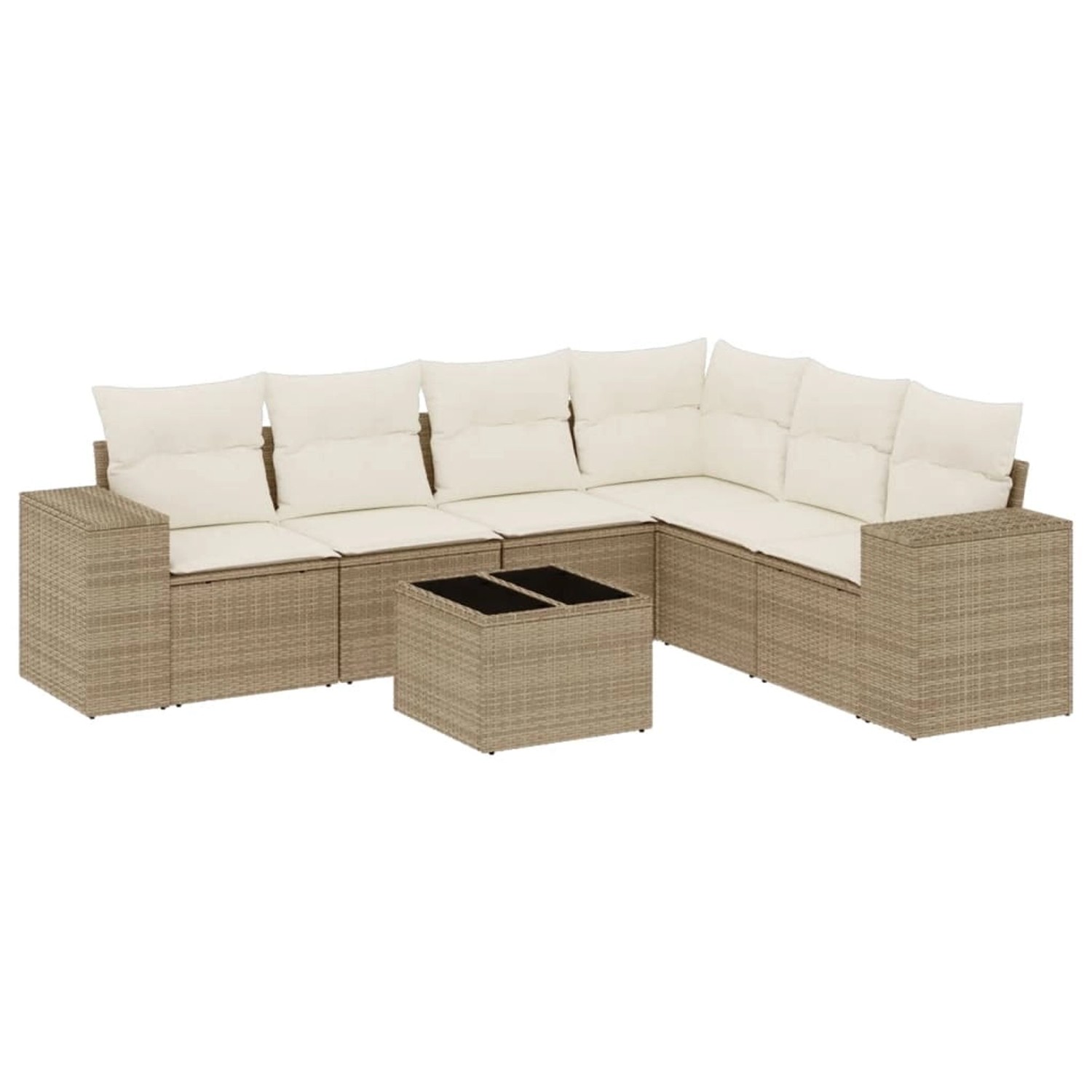 vidaXL 7-Tlg Garten-Sofagarnitur mit Kissen Beige Poly Rattan 3254955 günstig online kaufen