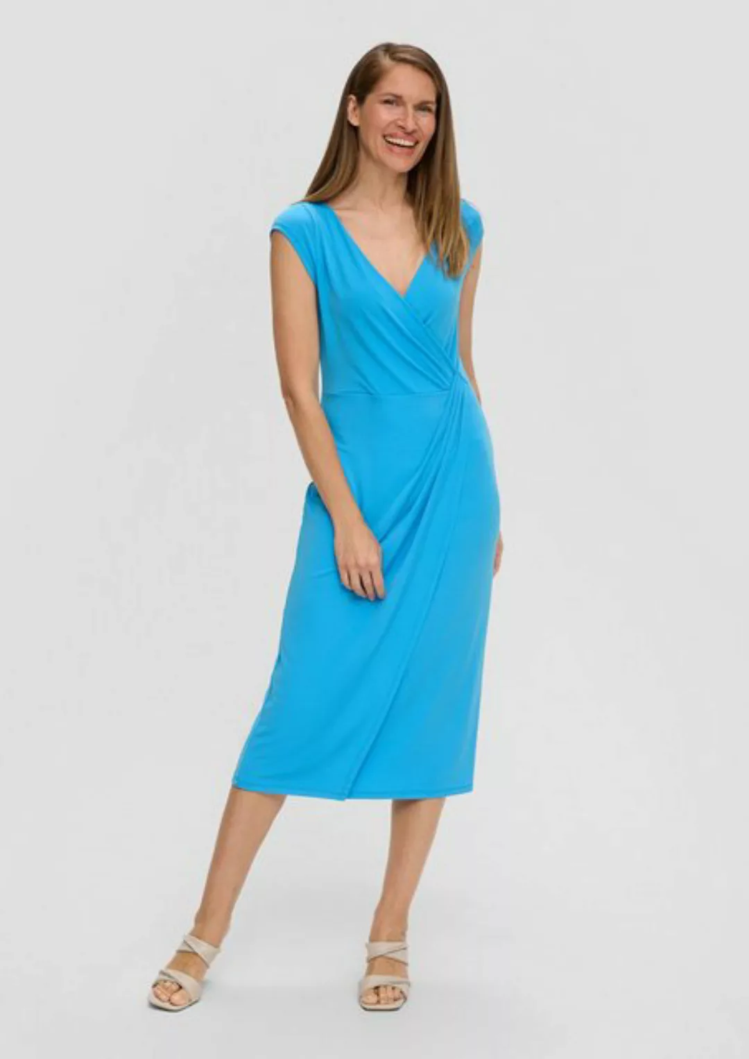 s.Oliver BLACK LABEL Maxikleid Jersey-Kleid mit Knoten-Detail Raffung günstig online kaufen