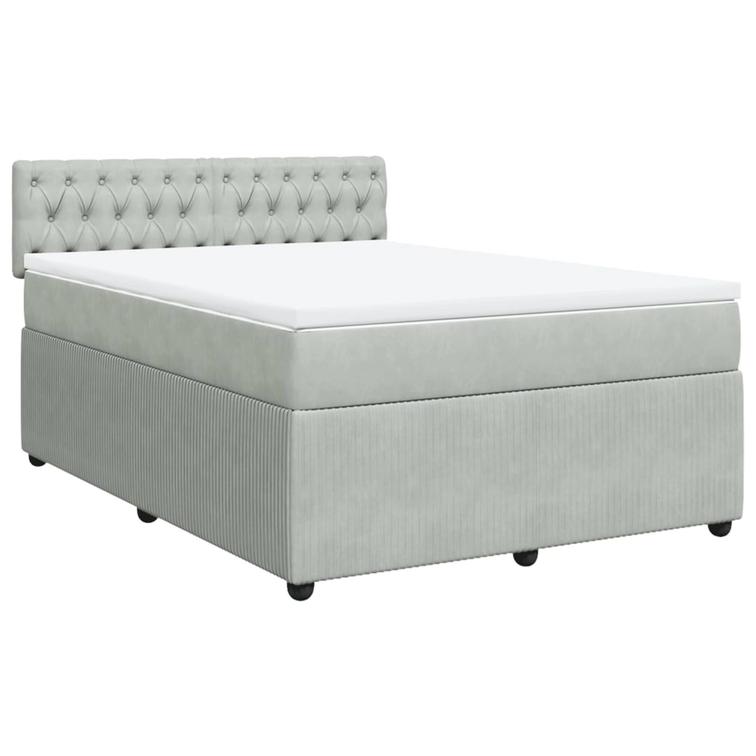 vidaXL Boxspringbett mit Matratze Hellgrau 160x200 cm Samt2100331 günstig online kaufen