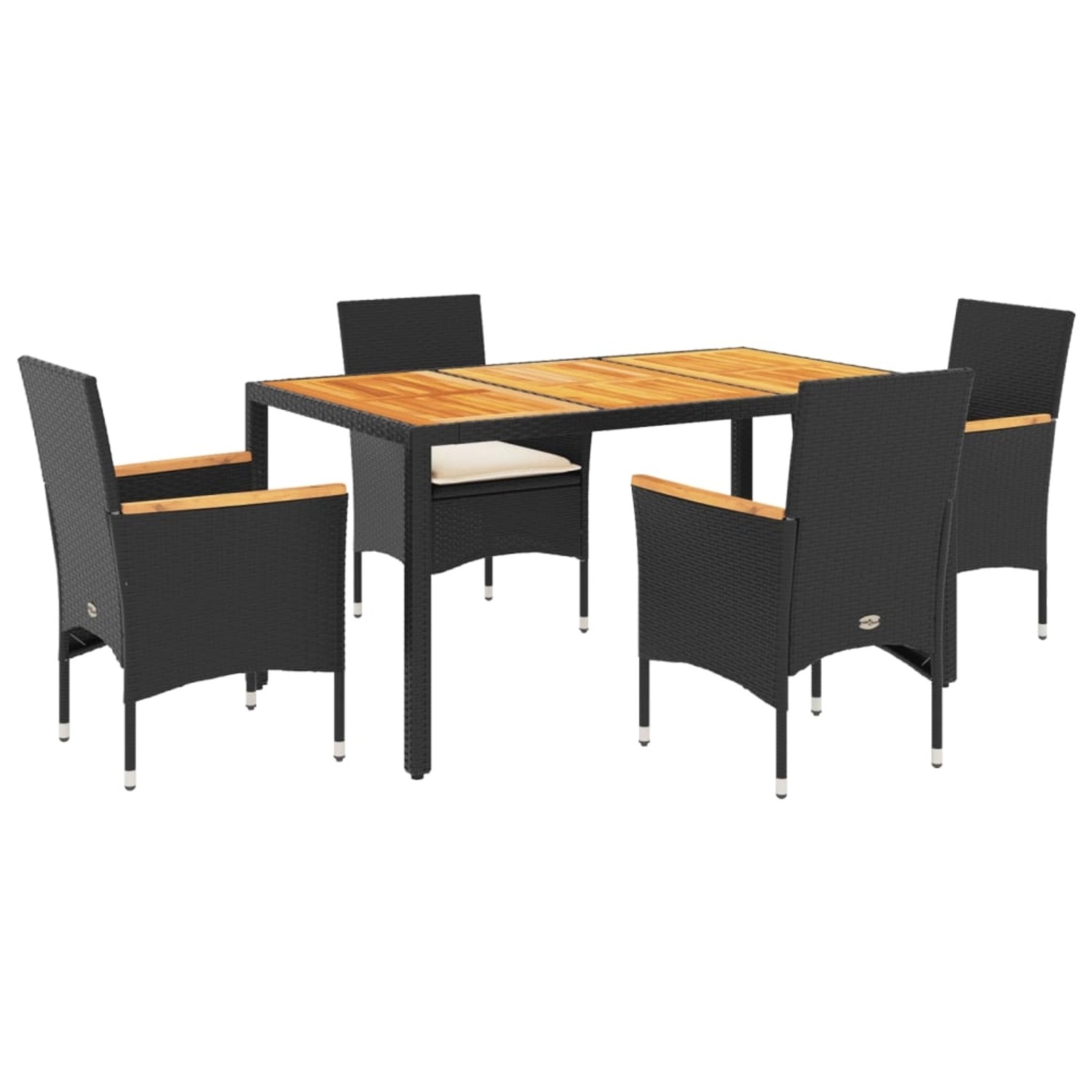vidaXL 5-Tlg Garten-Essgruppe mit Kissen Schwarz Poly Rattan Akazie 3278629 günstig online kaufen