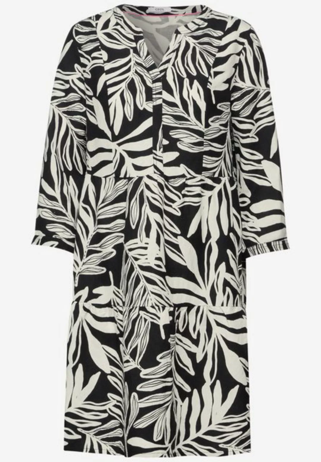 Cecil A-Linien-Kleid LINEN_LI/CV Split Neck Print D günstig online kaufen