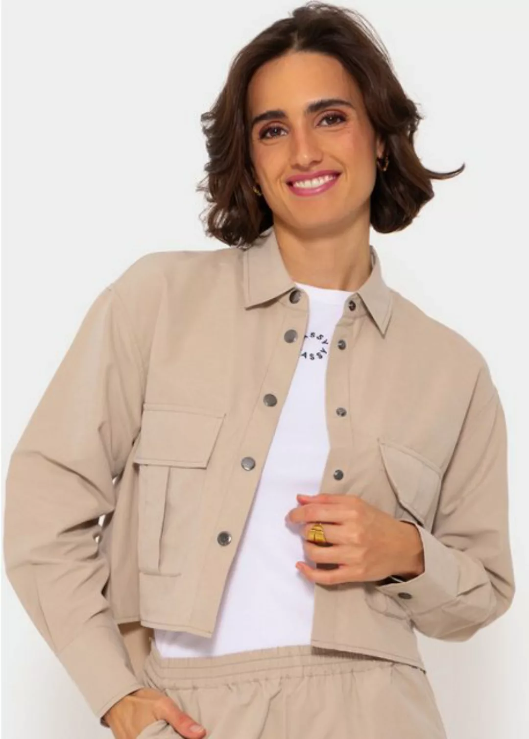 SASSYCLASSY Blusenjacke Oversize cropped Blusenjacke Damen Cropped Blusenja günstig online kaufen