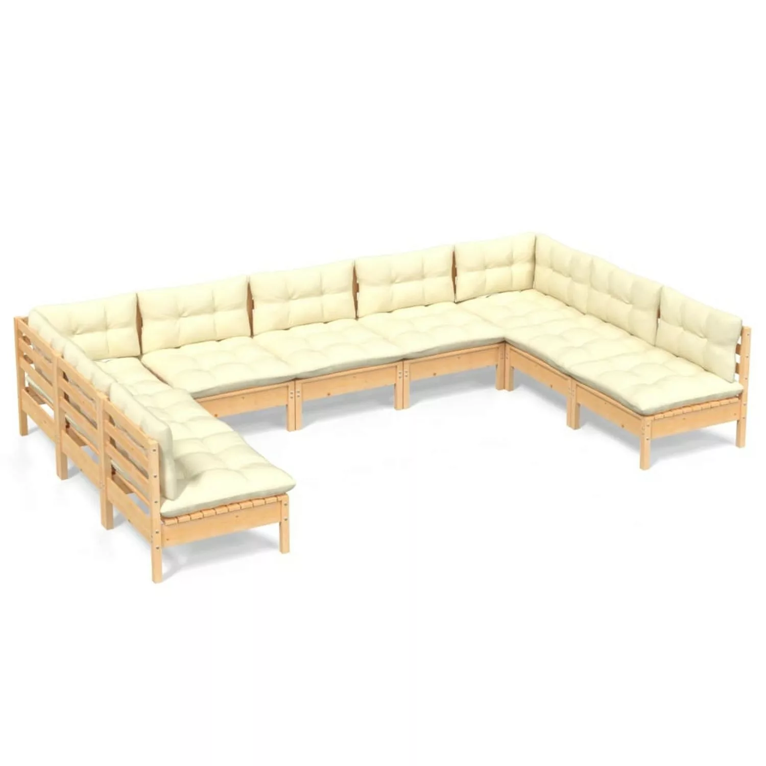 vidaXL 9-tlg Garten-Lounge-Set mit Creme Kissen Massivholz Kiefer Modell 20 günstig online kaufen