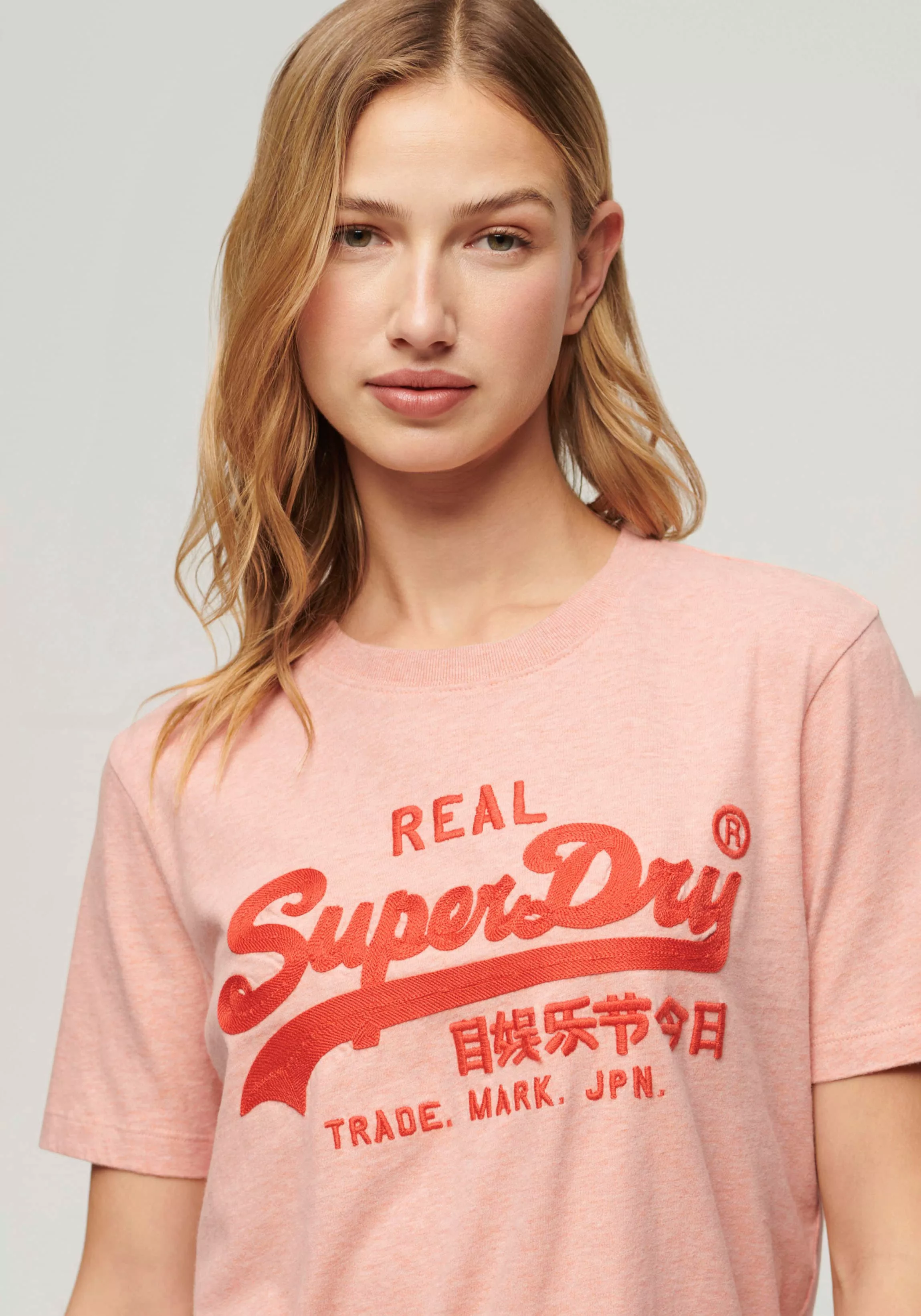 Superdry T-Shirt EMBROIDERED VL RELAXED T SHIRT Abbey Peach Heather günstig online kaufen