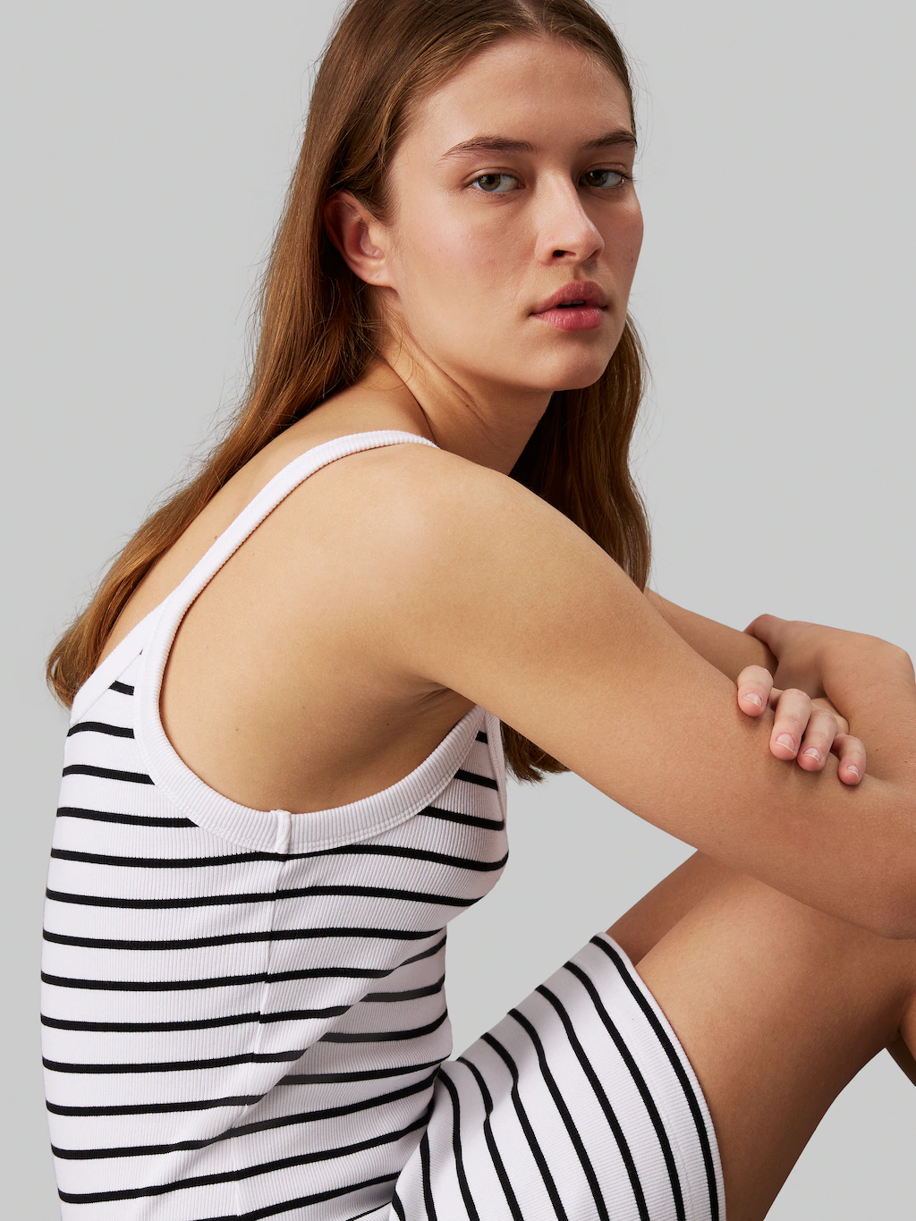 Calvin Klein Jeans Spaghettikleid WOVEN LABEL RIB TANK DRESS mit Logopatch günstig online kaufen