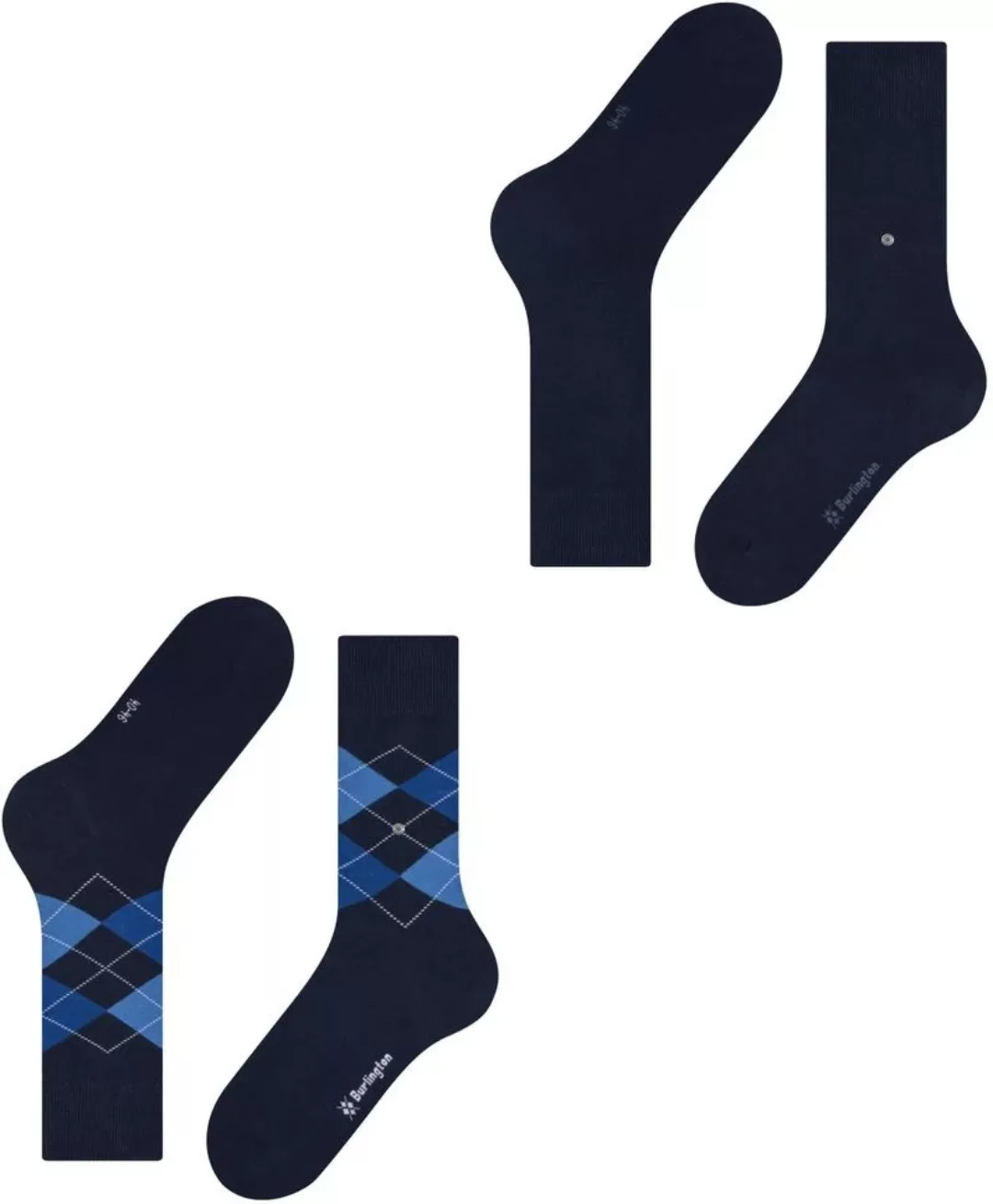 Burlington 2-er Set Socken Blau mit Argyle-Muster günstig online kaufen