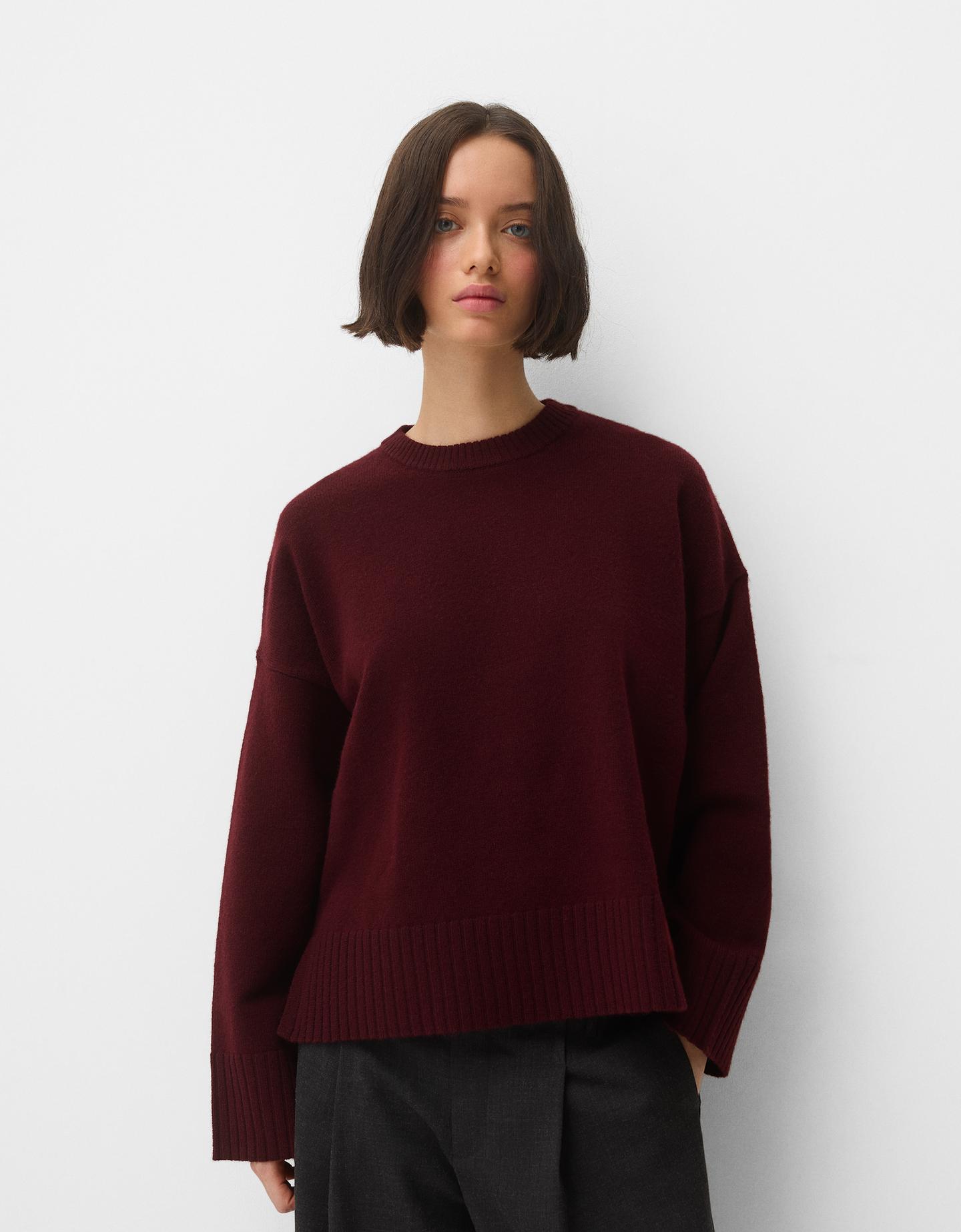 Bershka Pullover Mit Rundausschnitt Damen Xl Bordeaux günstig online kaufen