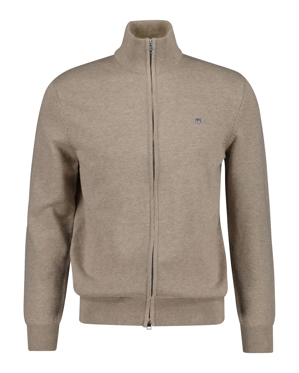 Gant Cardigan "CASUAL COTTON ZIP CARDIGAN", Mit Rippbündchen an Stehkragen, günstig online kaufen