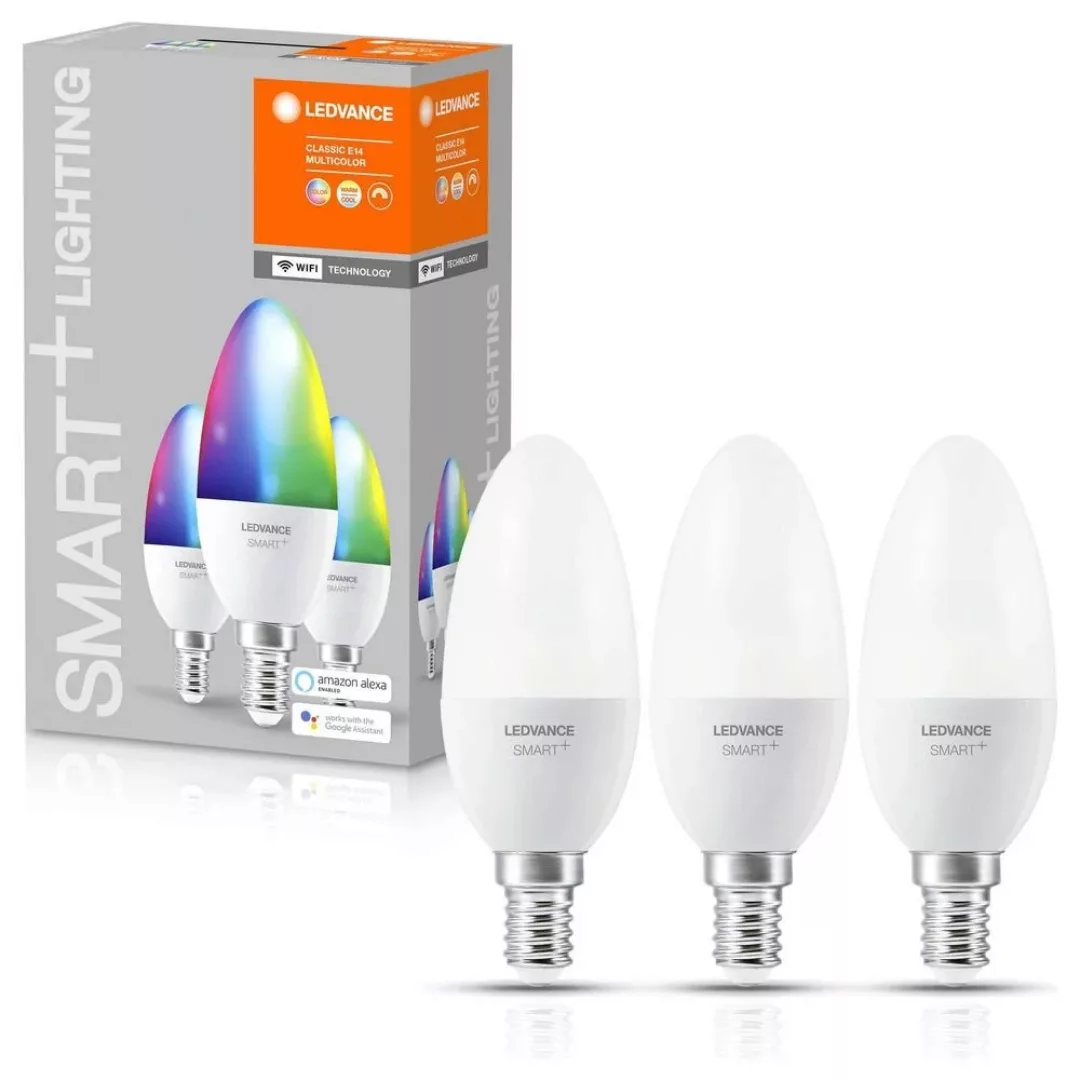 Ledvance Smart+ WiFi LED-Lampe Kerzenform E14/5W 470lm Farbwechsel 3er-Pack günstig online kaufen