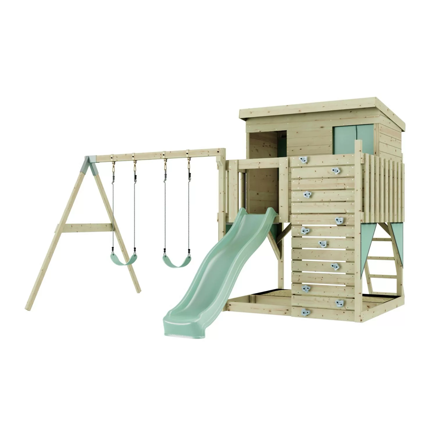 PolarPlay Spielturm Nils, mit Kinderschaukel, Mintgrün günstig online kaufen
