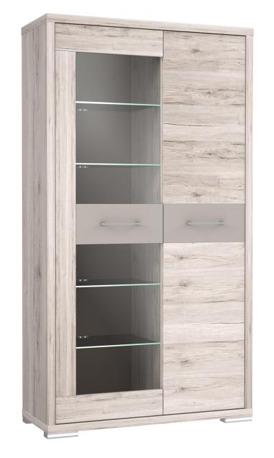 Hochvitrine ca 108 cm breit Stay von Forte Sandeiche - Cacao / Sandeiche - günstig online kaufen