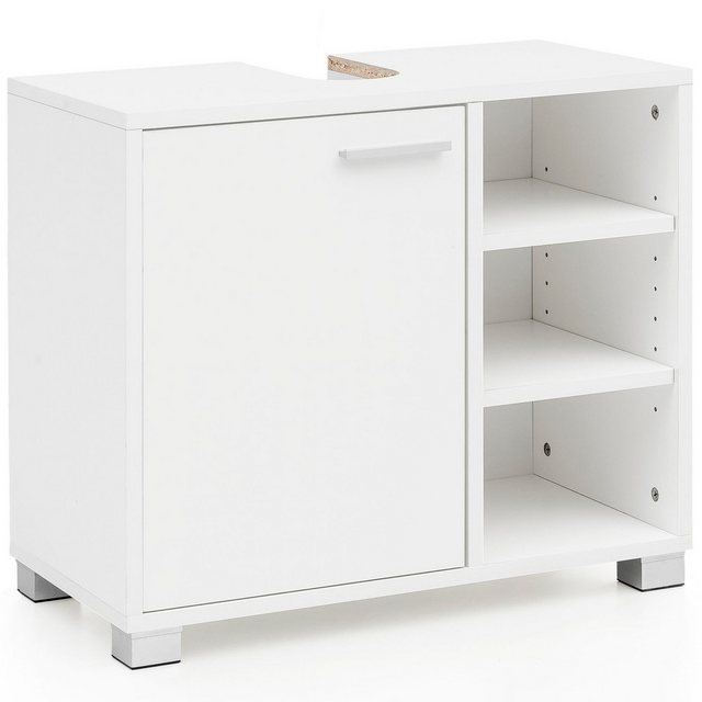 Wohnling Waschbeckenunterschrank WL5.341 (60x55x32cm Badschrank Weiß mit Tü günstig online kaufen