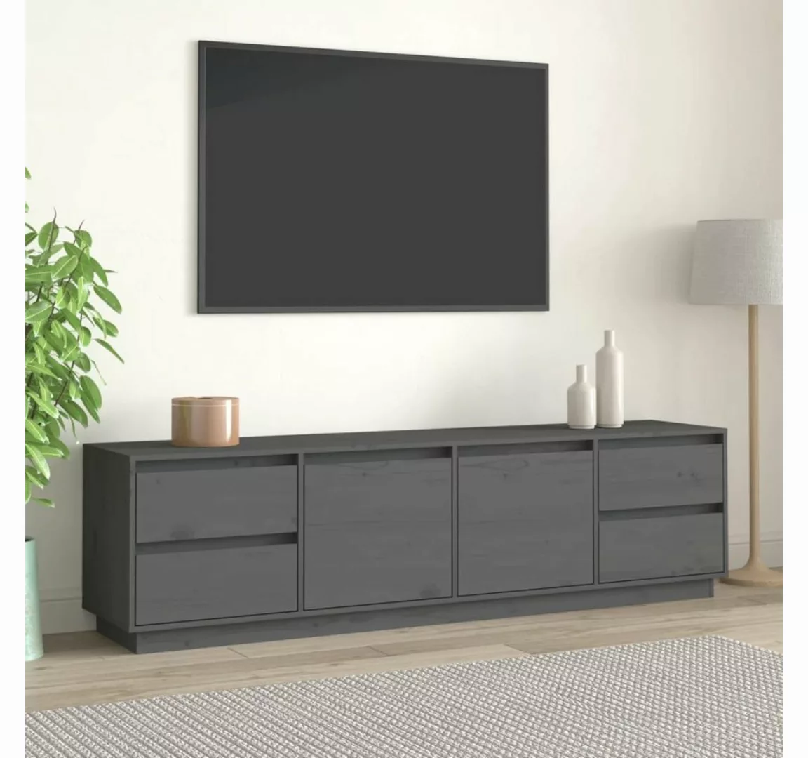 furnicato TV-Schrank Grau 176x37x47,5 cm Massivholz Kiefer günstig online kaufen