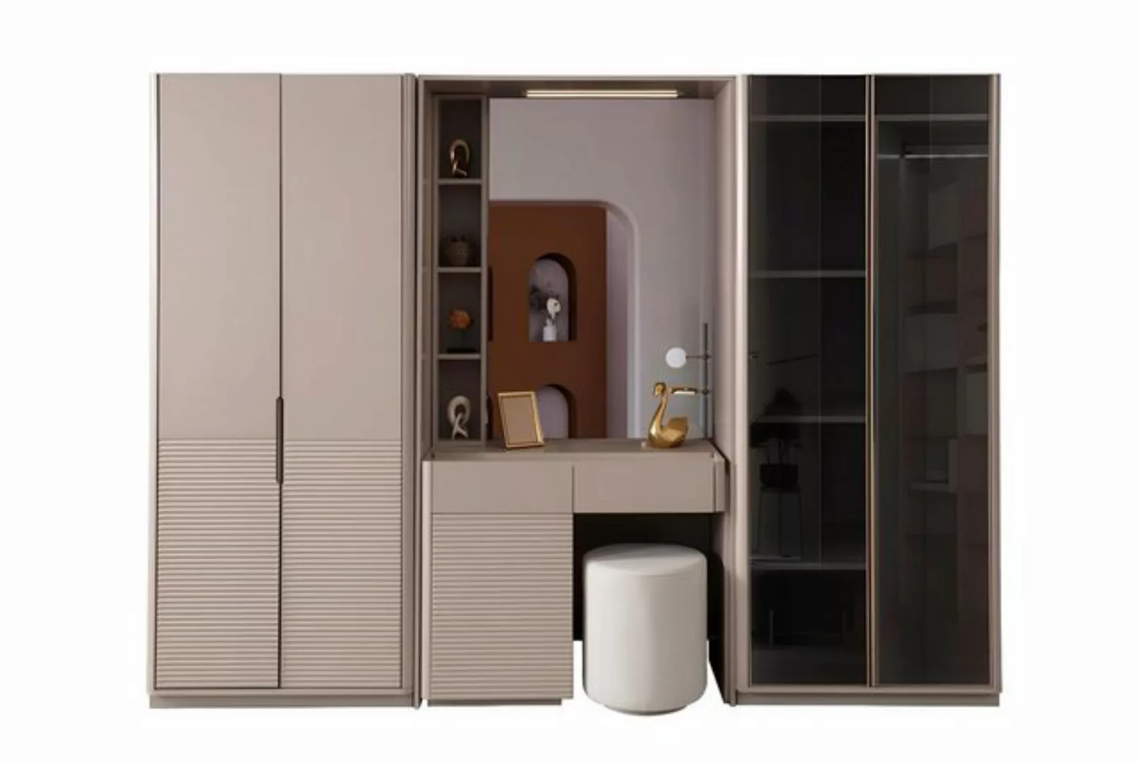 Xlmoebel Kleiderschrank Hochwertiger Beige Schrank aus Holz vom Designer fü günstig online kaufen