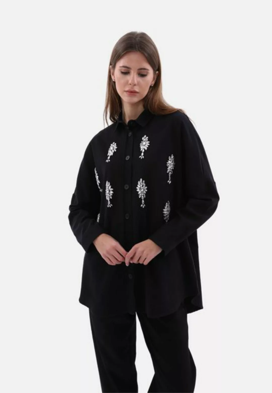 COFI Casuals Langarmhemd Damenhemd mit Details One-Size Blusen Langarm Over günstig online kaufen