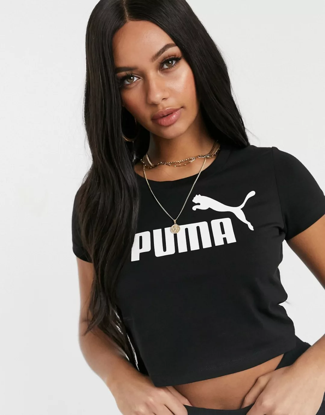 Puma Essentials – Enges T-Shirt in Schwarz günstig online kaufen