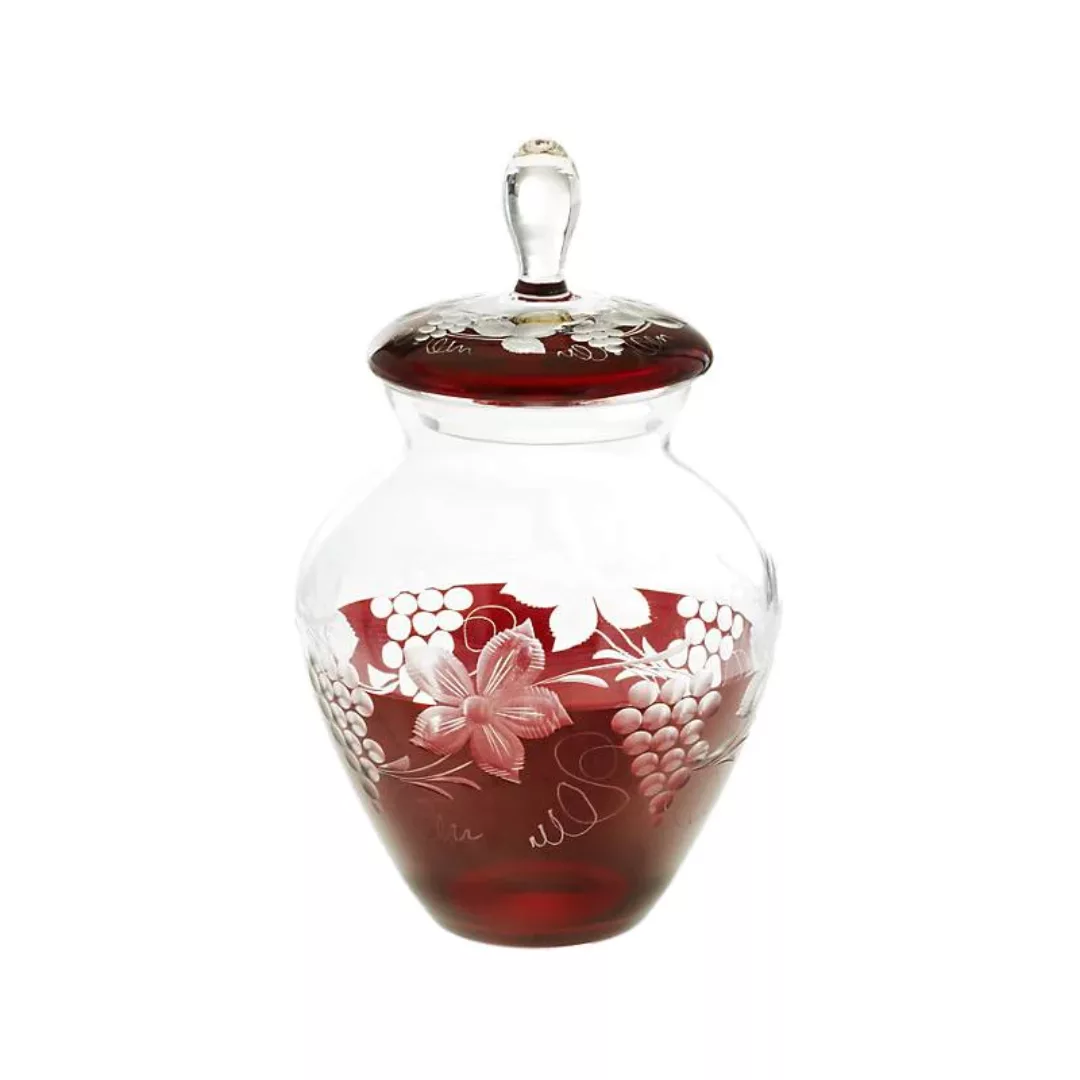 Dose mit Deckel Red Queen 21 cm, Weinrot, aus Glas günstig online kaufen