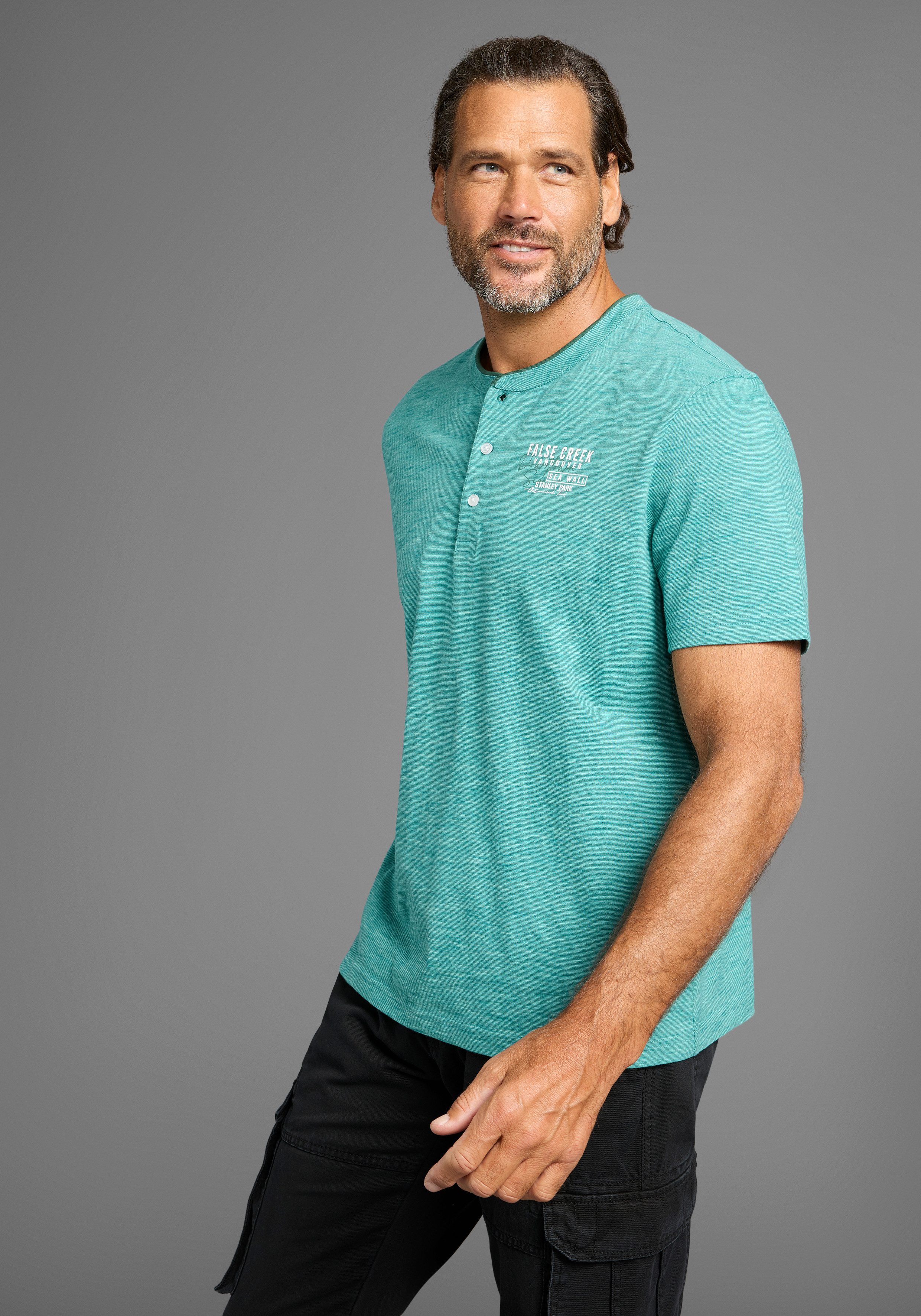 Man's World Henleyshirt mit Stehkragen-Optik und günstig online kaufen