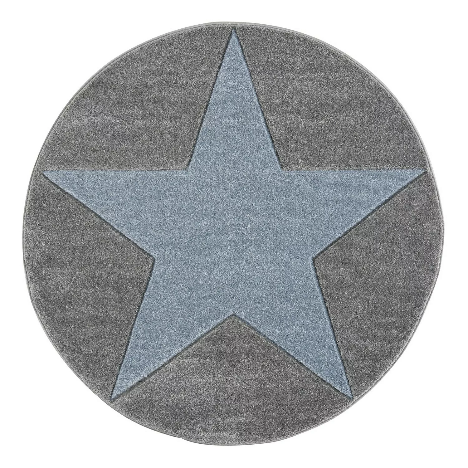 home24 Happy Rugs Kinderteppich Shootingstar Rund Taubenblau/Grau Stern Des günstig online kaufen