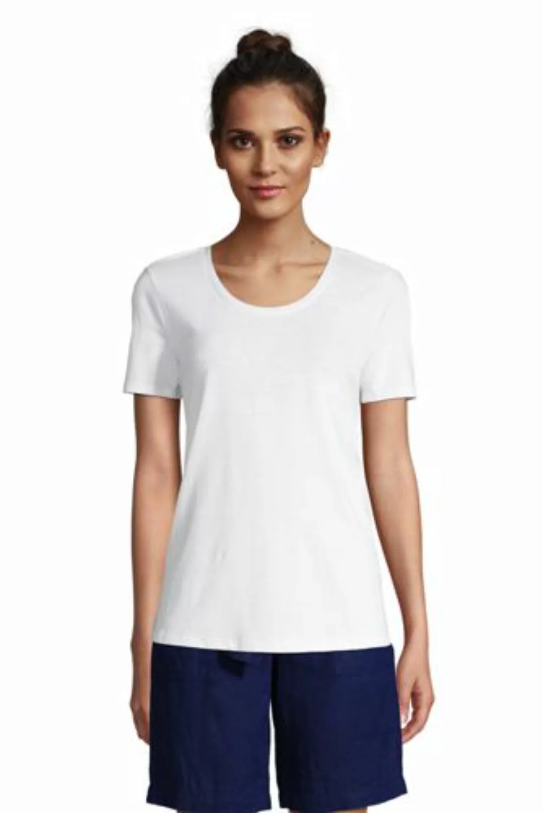 Shirt aus Leinenmix, Damen, Größe: L Normal, Weiß, by Lands' End, Weiß günstig online kaufen