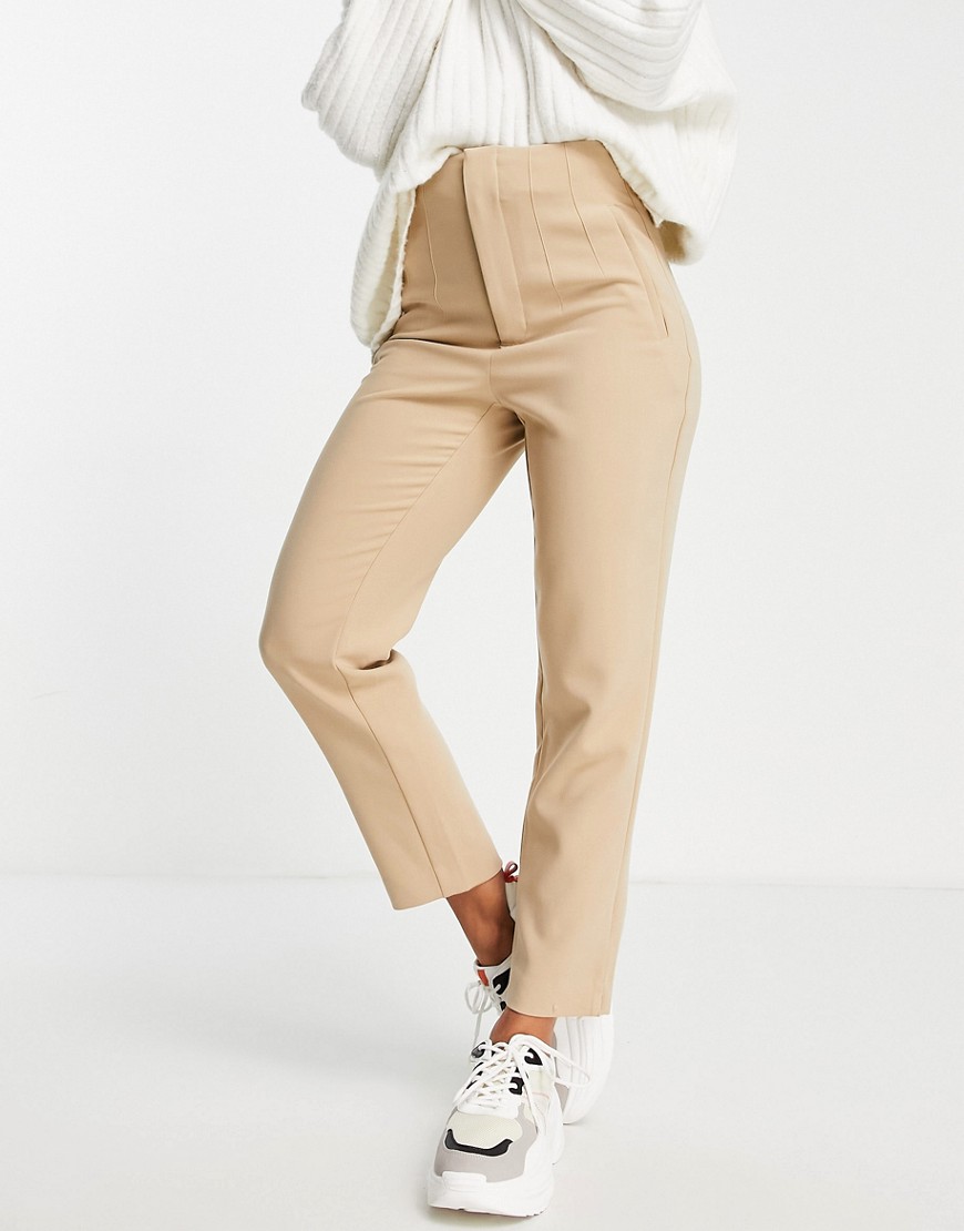 Stradivarius – Elegante Hose mit schmalem Schnitt in Beige-Neutral günstig online kaufen