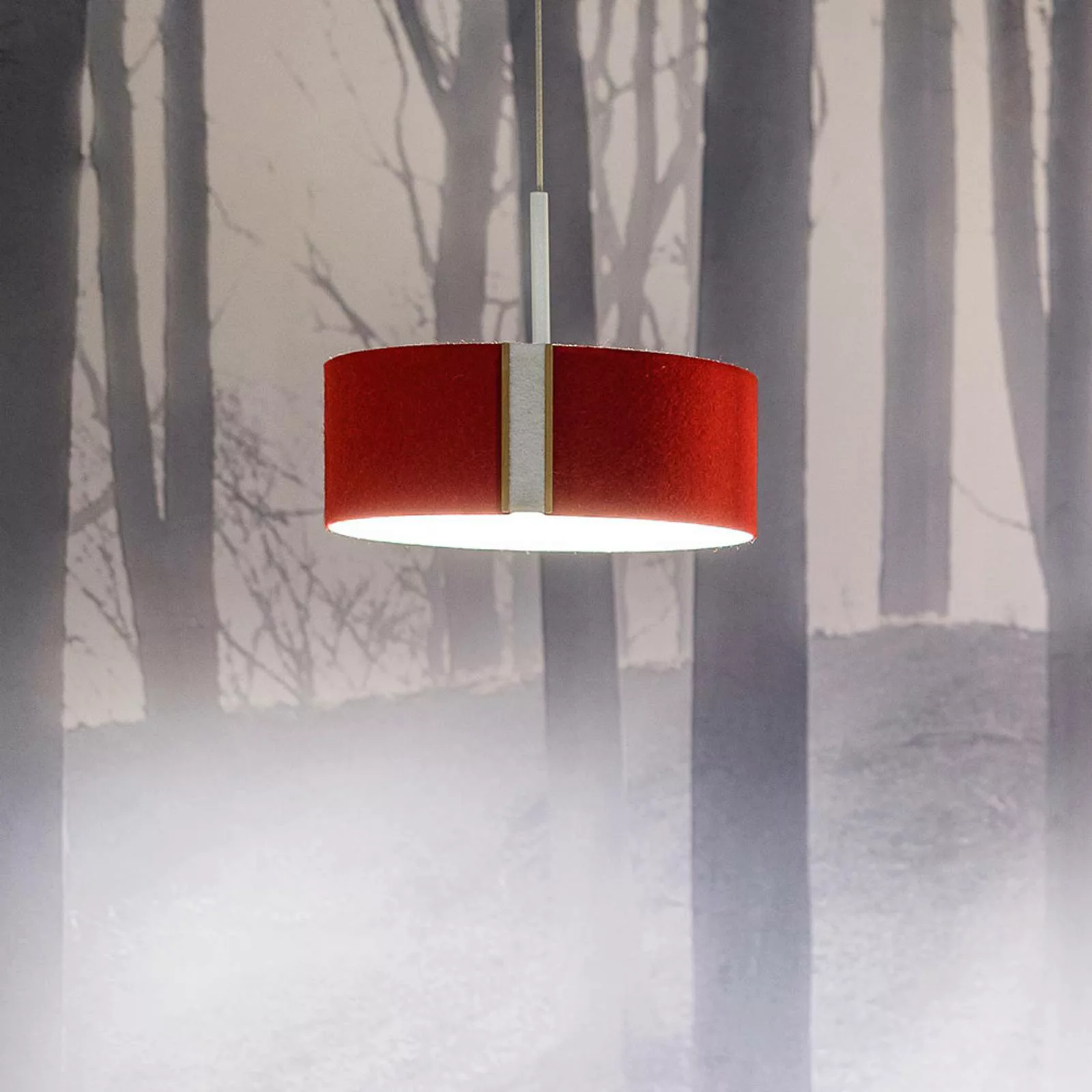LED-Hängeleuchte LARAfelt S, Ø20cm, rot/wollweiß günstig online kaufen