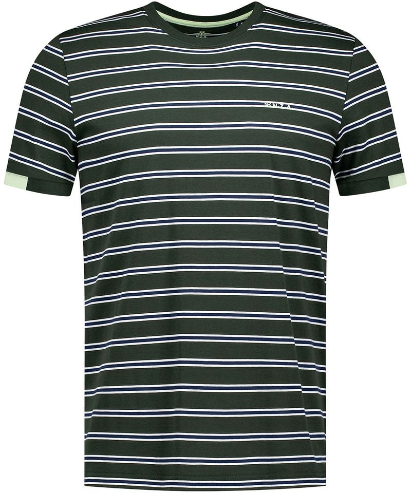 NZA T-shirt Noel Stripes Forest Green - Größe M günstig online kaufen